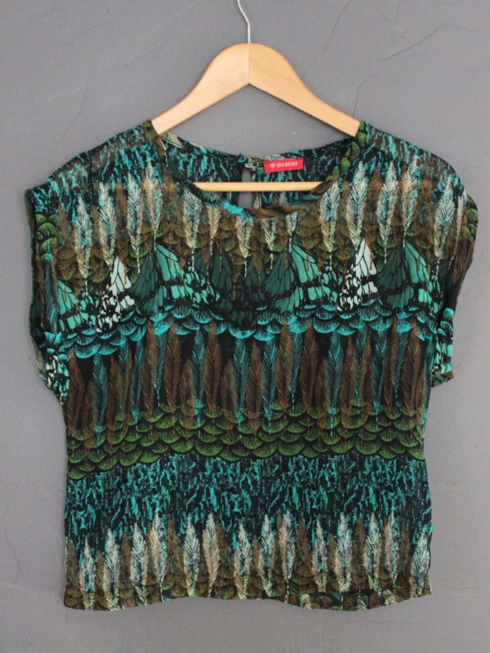 Beautiful peacock blue silky boho top